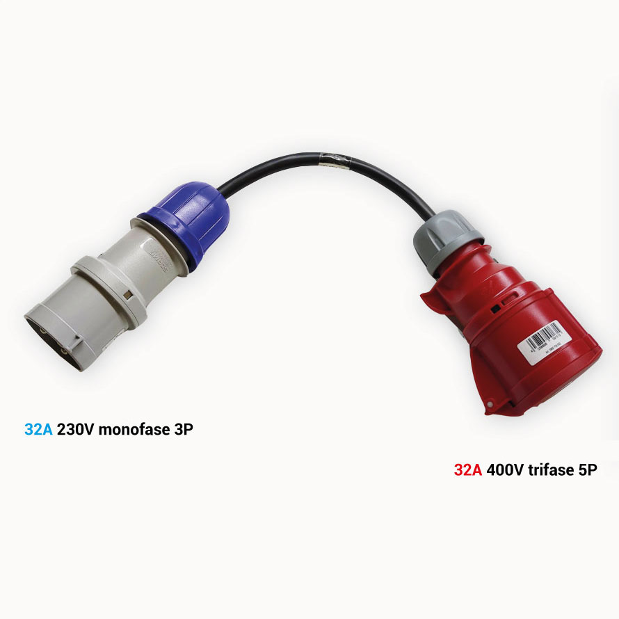 Adapter für EV3 max 22 kW -> CEE 32A einphasige 3-polige Steckdose (blau) -  e-Station Store